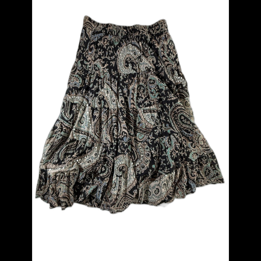 Boho Glam Silver Stream Sequin Embellished Broom Skirt – OSFA